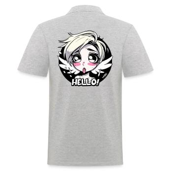 Mädchen-Engel sagt Hallo - Männer Poloshirt - Grau meliert - Hinten - Kai (181cm)