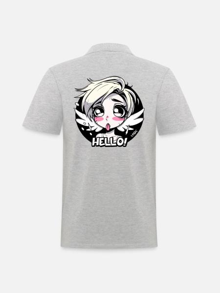 Girl Angel Says Hello - Men's Polo Shirt - heather grey