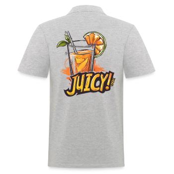 Saft ist saftig - Männer Poloshirt - Grau meliert - Hinten - Kai (181cm)