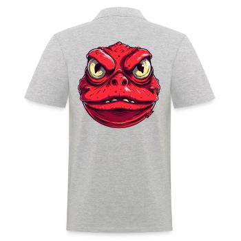 Big Fat Red Angry Toad Monster - Men's Polo Shirt - heather grey - Back - Kai (181cm)