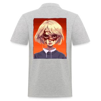 Fille effrayante - Polo Homme - gris chiné - Dos - Kai (181cm)