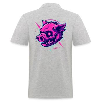 Pinkes Cyber-Schwein Punk - Männer Poloshirt - Grau meliert - Hinten - Kai (181cm)
