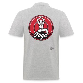 Funny Sports Parody: Baseball Yoga - Men's Polo Shirt - heather grey - Back - Kai (181cm)