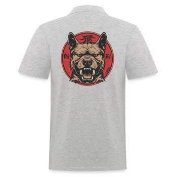 Un chien cool et fort montre les dents - Polo Homme - gris chiné - Dos - Kai (181cm)