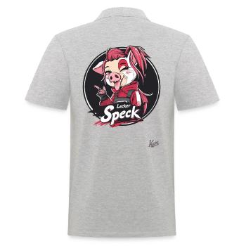 Mascotte de cochon d’anime et délicieux bacon - Polo Homme - gris chiné - Dos - Kai (181cm)