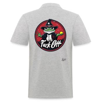 Frosch-Magier und ein magisches: Verpiss dich - Männer Poloshirt - Grau meliert - Hinten - Kai (181cm)