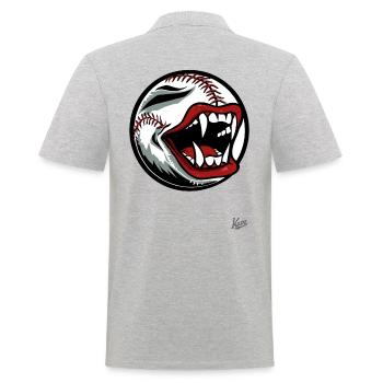 Baseball mascot with vampire teeth - Men's Polo Shirt - heather grey - Back - Kai (181cm)