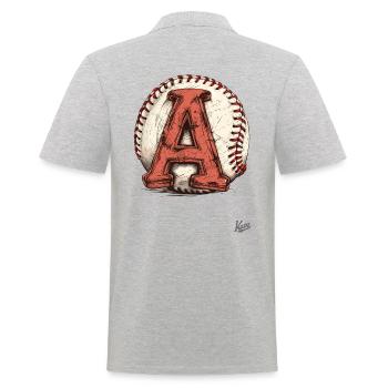 Used vintage baseball with the letter A - Men's Polo Shirt - heather grey - Back - Kai (181cm)