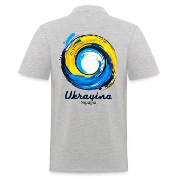 Ukrayina Ukraine Україна - Männer Poloshirt - Grau meliert - Hinten - Kai (181cm)