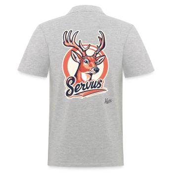 Stolzer Roter Damhirsch: Hirsch sagt Servus - Männer Poloshirt - Grau meliert - Hinten - Kai (181cm)