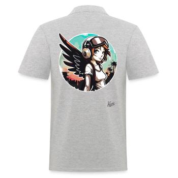 Fille alternative cool avec des ailes d’ange - Polo Homme - gris chiné - Dos - Kai (181cm)