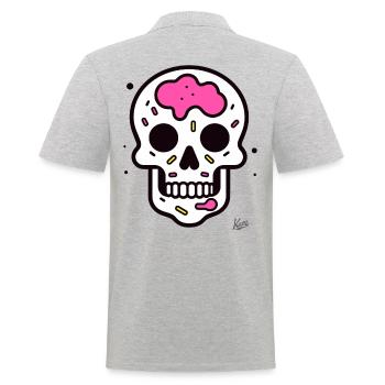 Pop Art Dessin Animé Crâne Crâne - Polo Homme - gris chiné - Dos - Kai (181cm)