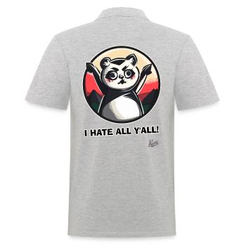 Angry Cute Panda: I Hate All Humans - Men's Polo Shirt - heather grey - Back - Kai (181cm)