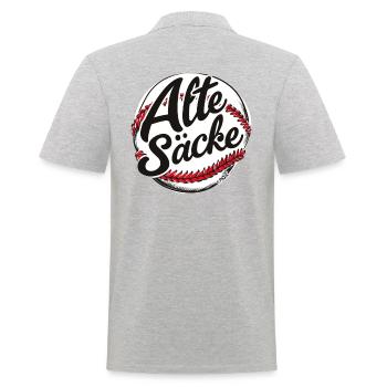 Baseball-Parodie-Team: Alte Säcke - Männer Poloshirt - Grau meliert - Hinten - Kai (181cm)