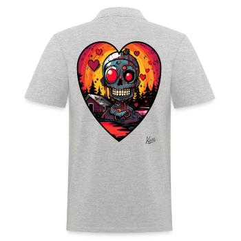 Ein Herz für Camping-Sumpf-Cyborg-Roboter - Männer Poloshirt - Grau meliert - Hinten - Kai (181cm)