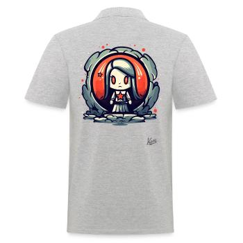 Cute and Cool Cartoon Girl: More Than Cute - Men's Polo Shirt - heather grey - Back - Kai (181cm)