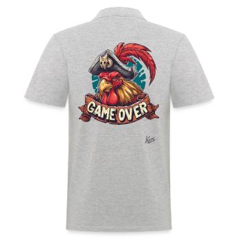 Rooster Pirate: The Game Is Over, Game Over - Men's Polo Shirt - heather grey - Back - Kai (181cm)