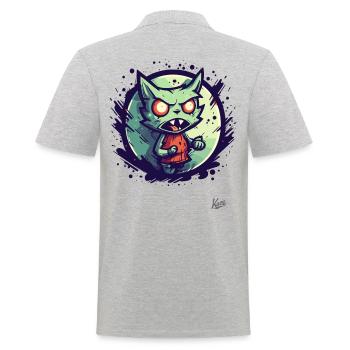 Cool cartoon of an annoyed rage cat - Men's Polo Shirt - heather grey - Back - Kai (181cm)