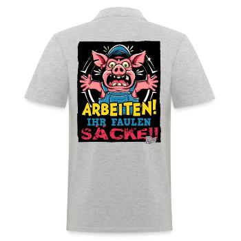 Cochon contremaître, travaillant ses sacs paresseux - Polo Homme - gris chiné - Dos - Kai (181cm)