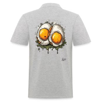 Spiegeleier, 2 mal gekochtes ekelhaftes Ei - Männer Poloshirt - Grau meliert - Hinten - Kai (181cm)