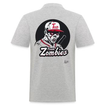 Team Zombies - Männer Poloshirt - Grau meliert - Hinten - Kai (181cm)