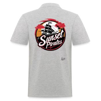Le bateau des pirates du coucher du soleil : Voile - Polo Homme - gris chiné - Dos - Kai (181cm)