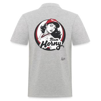 Team Horny baseball player - Men's Polo Shirt - heather grey - Back - Kai (181cm)
