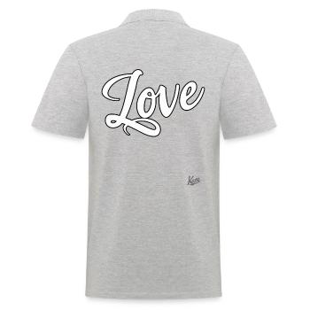 Liebe - Männer Poloshirt - Grau meliert - Hinten - Kai (181cm)