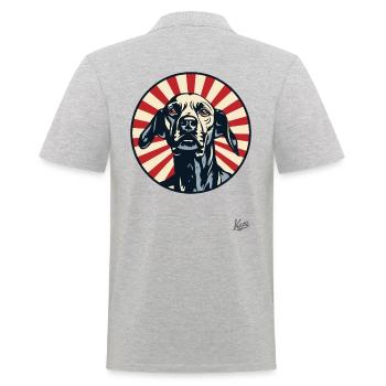 Der Patriotische Jagdhund: Auf der Spur - Männer Poloshirt - Grau meliert - Hinten - Kai (181cm)