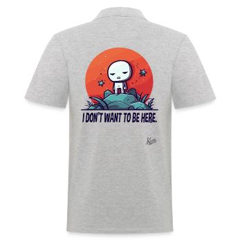 drôle mignon extraterrestre : Je ne veux pas être ici - Polo Homme - gris chiné - Dos - Kai (181cm)