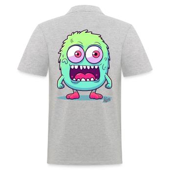 Monstre mignon et drôle - Polo Homme - gris chiné - Dos - Kai (181cm)