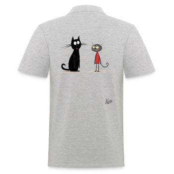 Un chat sauvage et un chat civilisé - Polo Homme - gris chiné - Dos - Kai (181cm)