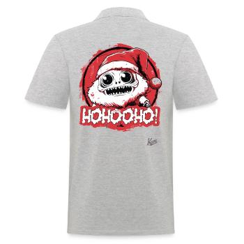 HoHoHo! Cartoon Monster Santa Claus - Men's Polo Shirt - heather grey - Back - Kai (181cm)