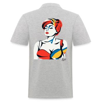 Abstract Art Portrait of a Woman - Men's Polo Shirt - heather grey - Back - Kai (181cm)