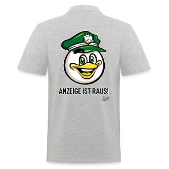 Deutscher Vogel Beamter, Anzeige ist raus - Männer Poloshirt - Grau meliert - Hinten - Kai (181cm)