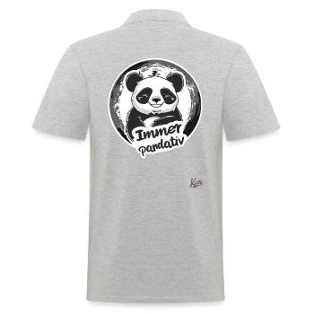 Funny Positive Panda: Always Stay Pandative - Men's Polo Shirt - heather grey - Back - Kai (181cm)