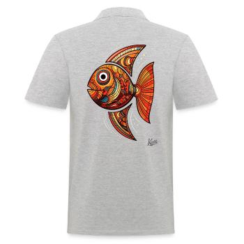 Großer, cooler, lustiger Korallenfisch - Männer Poloshirt - Grau meliert - Hinten - Kai (181cm)