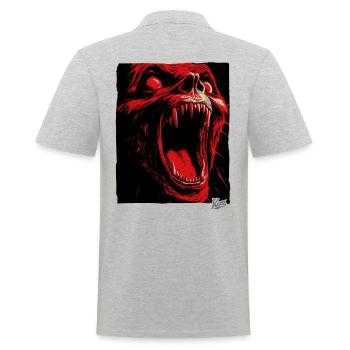 Pure Horror und Angst: Vampir Monster - Männer Poloshirt - Grau meliert - Hinten - Kai (181cm)