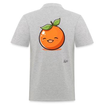 Happy, Cute, Smile, Orange Fruit - Men's Polo Shirt - heather grey - Back - Kai (181cm)