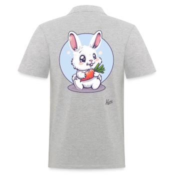 Süß, lustig, glücklicher Hase mit Karotte - Männer Poloshirt - Grau meliert - Hinten - Kai (181cm)