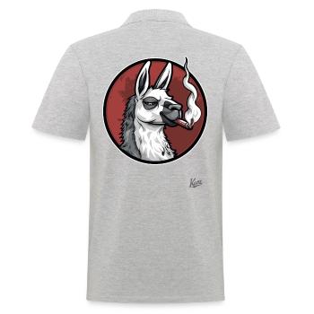 Cool et détendu, lama fumant un cigare - Polo Homme - gris chiné - Dos - Kai (181cm)