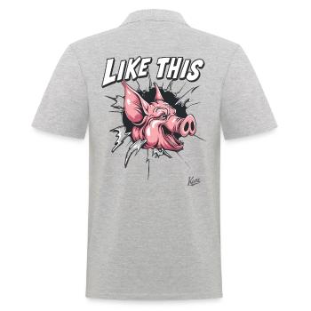 Percée : Comme ce cochon drôle - Polo Homme - gris chiné - Dos - Kai (181cm)