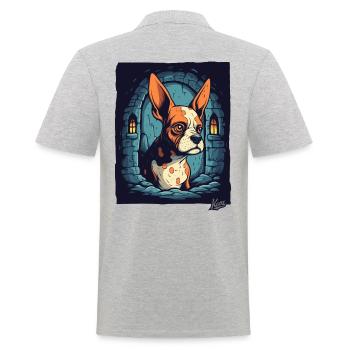 Little cool cute dog in the dungeon - Men's Polo Shirt - heather grey - Back - Kai (181cm)