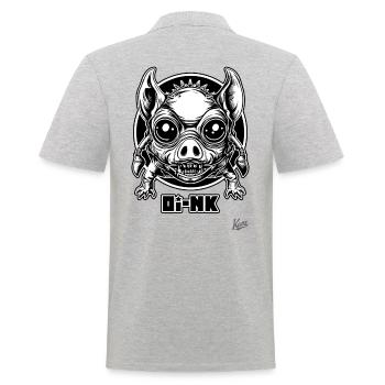 Giga Pig Alien Mutant Says Oink - Men's Polo Shirt - heather grey - Back - Kai (181cm)