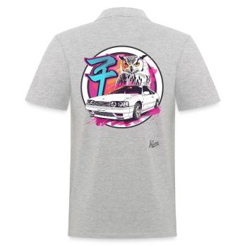 Color explosion: Owl and JDM Street Car - Men's Polo Shirt - heather grey - Back - Kai (181cm)