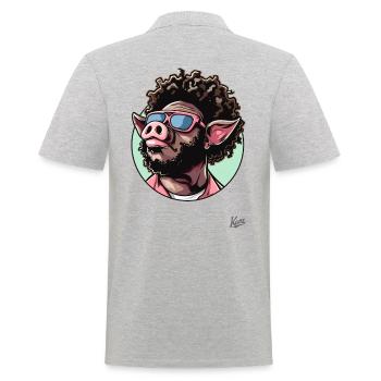 Funky Cool Afro Hair : Disco Pig - Polo Homme - gris chiné - Dos - Kai (181cm)