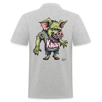 Freak Chaos : Cochon zombie - Polo Homme - gris chiné - Dos - Kai (181cm)