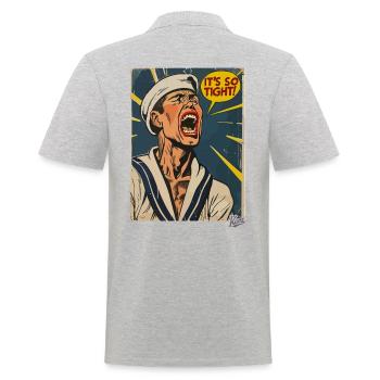 Retro Vintage Cartoon Sailor: It's So Tight! - Men's Polo Shirt - heather grey - Back - Kai (181cm)