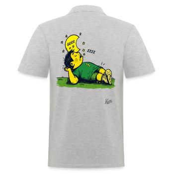 Joueur de football fatigué avec des étoiles et une lune - Polo Homme - gris chiné - Dos - Kai (181cm)