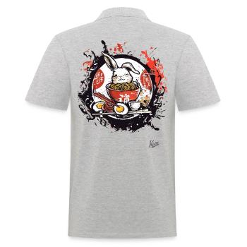 Œufs, nouilles et lapin avec ramen japonais - Polo Homme - gris chiné - Dos - Kai (181cm)